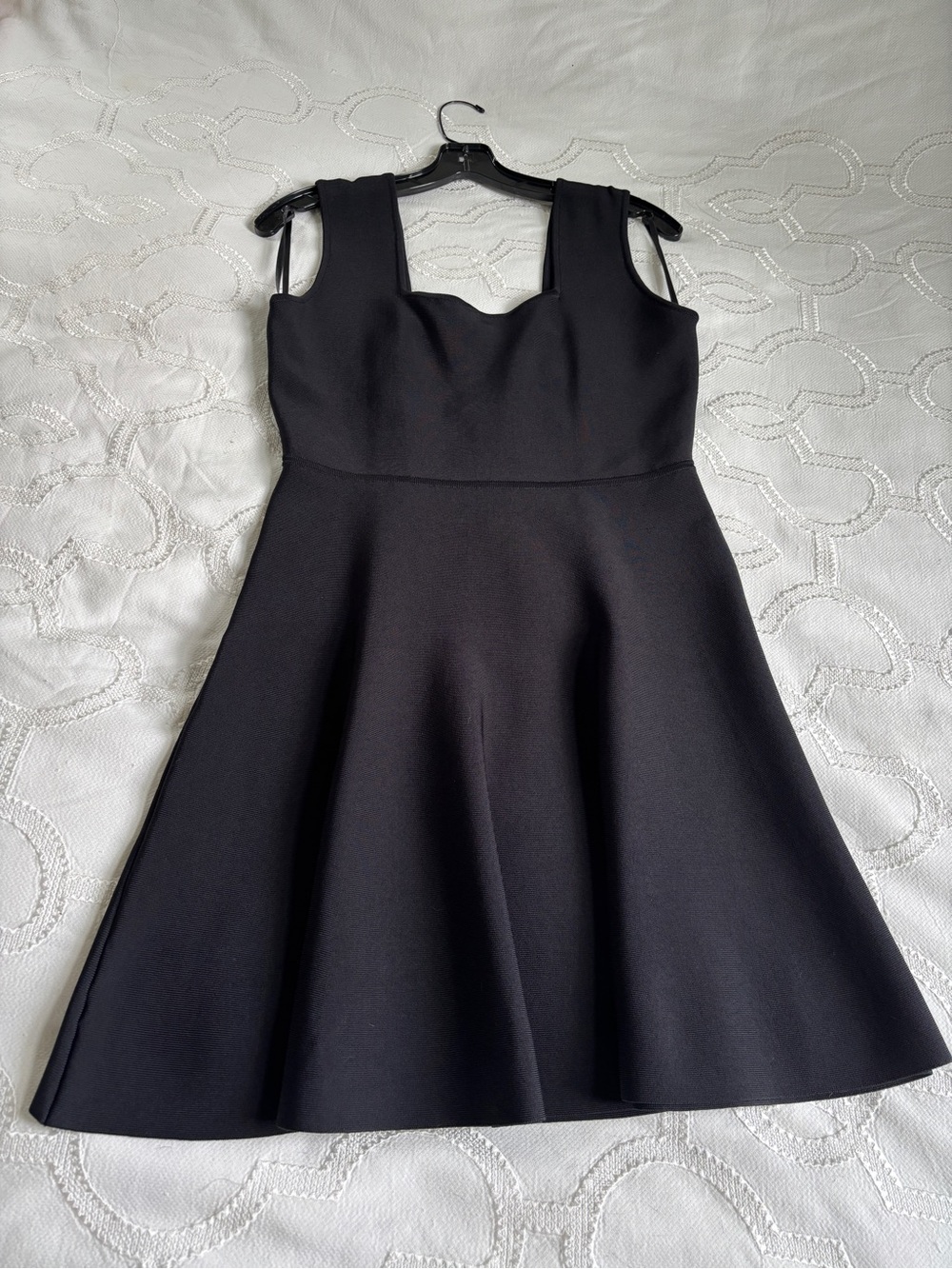 BCBG Black Square-Neck Fit-and-Flare Above Knee Dress. New Never Worn